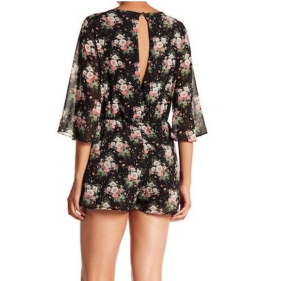 🆕 Everly Black Floral Romper. Fully Underlined. Elastic WaistBand. NWT - Picture 7 of 8